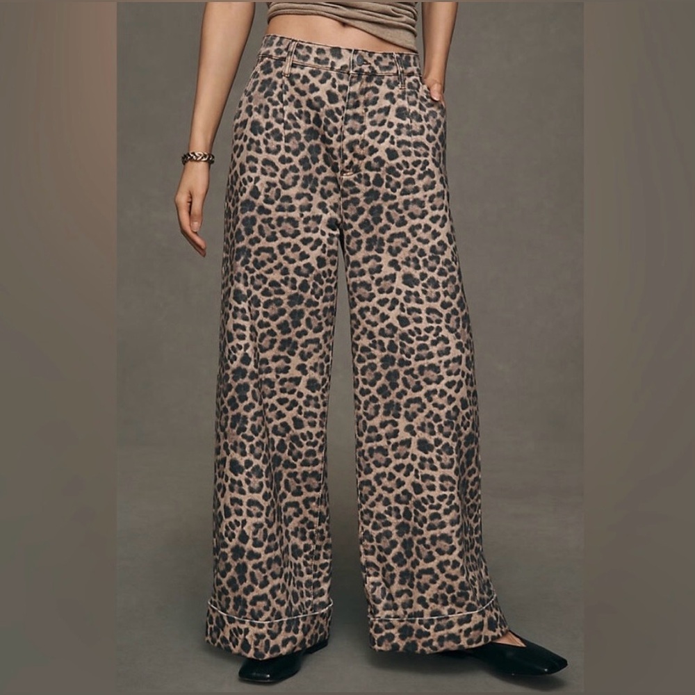 Pilcro - Anthropologie 26R Leopard Print Wide-Leg Jeans/Pants NWOT